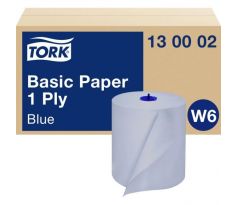 Papierové utierky v rolke 1-vrstv. TORK Basic modré W6, návin 250 m (6 ks)
