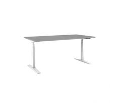 Výškovo nastaviteľný stôl BASIC, 2-motorový, 138x80 cm, podnož biela + doska sivá