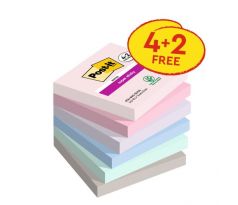 Samolepiaci bloček Post-it Soulful 76x76, 4 + 2 Zadarmo, 90 lístkov v bločku