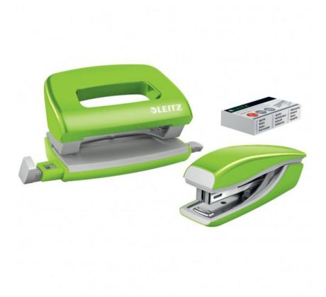 Sada zošívačka a dierovačka Leitz WOW mini zelená
