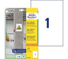 Etikety univerzálne 210x297mm Avery A4, silne lepivé 20 hárkov