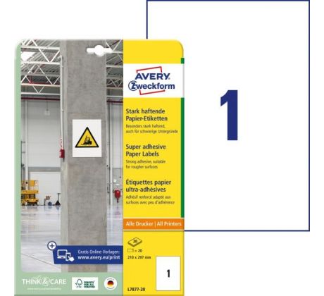DARČEK - Etikety univerzálne 210x297mm Avery A4, silne lepivé 20 hárkov  - Objednaj 1 ks a dostaneš darček 1 ks Zlaté Esíčka so škoricou a kakaom 220g ( Platí do 31.8.2025)