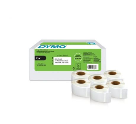 Samolepiace etikety Dymo LW 54x25mm spiatočné adresy biele 6 roliek