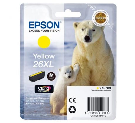 Atramentová náplň Epson T2634 26XL Claria yellow pre XP-600/700 (9,7 ml)
