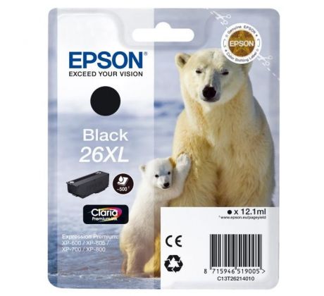 Atramentová náplň Epson C13T262140 black T2621 26XL pre XP-600/700 (12,2 ml)