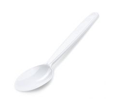 Kávove lyžičky plastové znovu použiteľné biele 13 cm (50 ks)