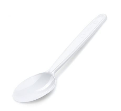 Kávove lyžičky plastové znovu použiteľné biele 13 cm (50 ks)