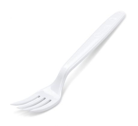 Vidličky plastové znovu použiteľné biele 18,5 cm (50 ks)