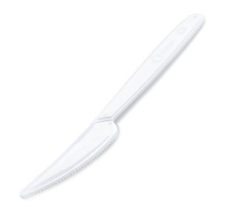 Nože plastové znovu použiteľné biele 18,5 cm (50 ks)