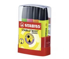 Sada zvýrazňovačov STABILO BOSS ORIGINAL BOSSparade 4 ks Stolný set žltá, oranžová, zelená, ružová