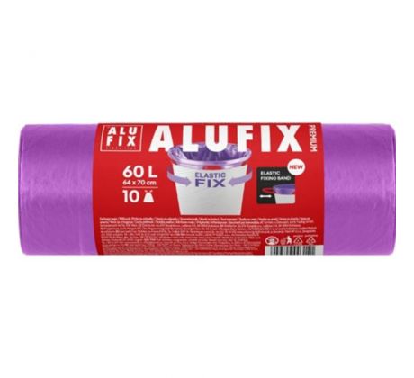 Vrecia na odpad zaťahovacie Elastic FIX LDPE 64x70cm 60 ℓ/10ks 22mic fialové