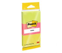 Samolepiaci bloček Post-it bločky, 51 x 38 mm, zelená, ružová, žltá, 3 bločky po 100 lístkov