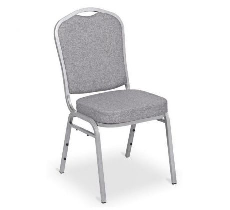 Banketová stolička Silver Smooth, strieborný rám, látka sivá
