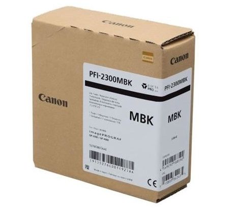 kazeta CANON PFI-2300MBK Matte Black iPF GP-2000/2600S/4000/4600S/6600S, PRO-2600//4600/6600 (330 ml) (5276C001)