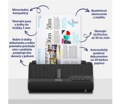 skener EPSON WorkForceES-C320W, A4, ADF, DUPLEX, USB, Wi-Fi (B11B270401)