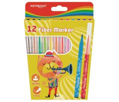 Sada popisovačov KEYROAD Fiber Marker, 12 ks, mix farieb
