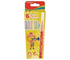 Sada popisovačov KEYROAD Fiber Marker, 6 ks, mix farieb