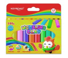 Plastelína KEYROAD neónová, blister 12 ks, mix farieb