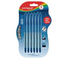 Guľôčkové pero KEYROAD Soft Jet 0,7mm, blister 6 ks, modré