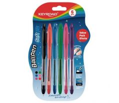 Guľôčkové pero KEYROAD Soft Jet 0,7 mm, blister 6 ks, mix farieb