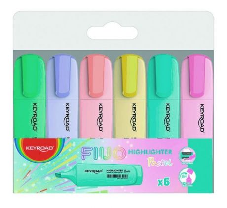 Sada zvýrazňovačov KEYROAD Pastel, 6 ks
