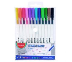 Sada linerov KEYROAD Fine 0,4 mm, 12 ks, mix farieb
