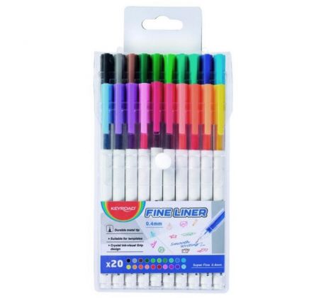 Sada linerov KEYROAD Fine 0,4 mm, 20 ks, mix farieb