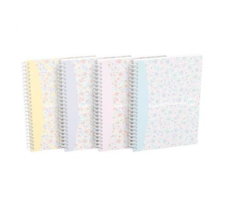 Blok Oxford Floral, A5, 60 listov, linajkový, mix farieb