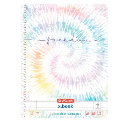 Blok poznámkový Herlitz A4, 80 listov, linajkový, New Batik Freedom