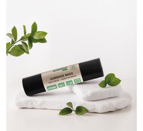 Vrecia DONAU ECO strong, 60 ℓ,30 mic, 10 ks, čierne, LDPE