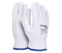 Rukavice pracovné celokoženné DONAU SAFETY biele veľ. 10/XL