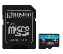 Pamäťová karta Kingston Canvas Go! Plus microSDXC 64GB Class 10, UHS-I, U3, V30, A2, 200/104MB/s (+ adaptér) (SDCG4/64GB)