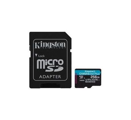 Pamäťová karta Kingston Canvas Go! Plus microSDXC 256GB Class 10, UHS-I, U3, V30, A2, 200/104MB/s (+ adaptér) (SDCG4/256GB)