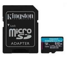 Pamäťová karta Kingston Canvas Go! Plus microSDXC 512GB Class 10, UHS-I, U3, V30, A2, 200/104MB/s (+ adaptér) (SDCG4/512GB)