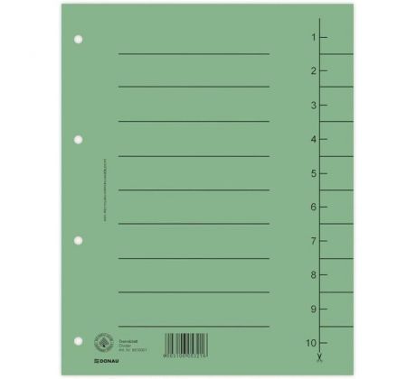 Register papierový A4 1-10 strihací zelený