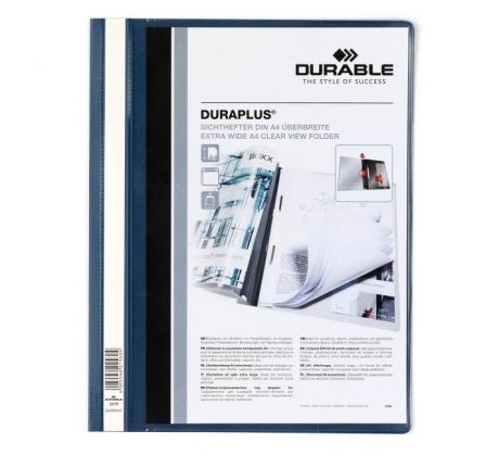 Rýchloviazač DURABLE Duraplus tmavomodrý Zakladač s priehľadným predným krytom