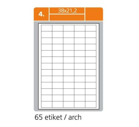 Etikety PRINT A4 38x21,2mm biele 100 hárkov
