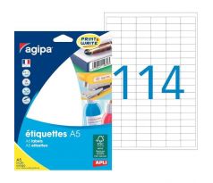 Etikety univerzálne 10x22mm Agipa A5 16 hárkov