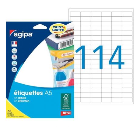 Etikety univerzálne 10x22mm Agipa A5 16 hárkov