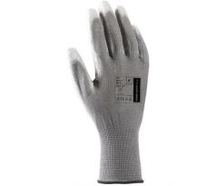 Rukavice polyester, polomáčané BUCK, sivé veľ. 6/XS