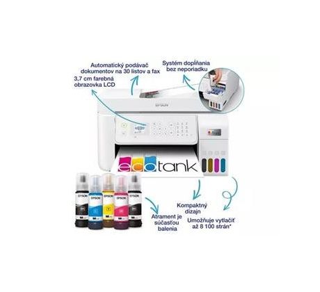 MFP "ecoTANK" farebné atramentové EPSON L5316 (biela), sieť, ADF, Wi-Fi, Ethernet, FAX (C11CJ65413)