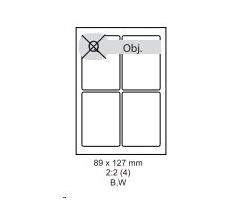 etikety ECODATA Samolepiace 89x127 univerzálne biele 4ks/harok (1000 listov A4/bal.) (08912700F)