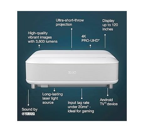 projektor EPSON EH-LS650W, 3LCD Laser, 3600 ANSI, 2 500 000:1, 4K PRO-UHD, Android TV - UST (V11HB07040)