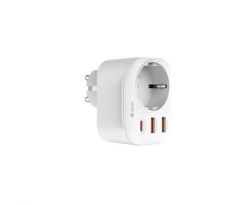 nabíjačka Devia Power Socket PD 20W 1x USB-C 2x USB 3A biela (BRA013534)