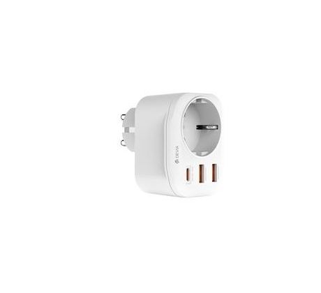nabíjačka Devia Power Socket PD 20W 1x USB-C 2x USB 3A biela (BRA013534)
