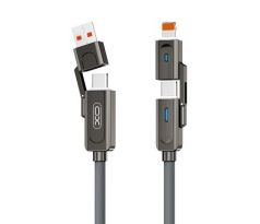 kábel XO NB275 4v1 USB-C - Lightning + USB - USB-C 60W 1,0m sivý (GSM182514)