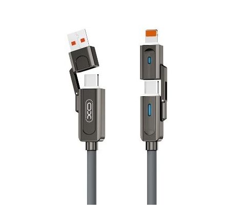 kábel XO NB275 4v1 USB-C - Lightning + USB - USB-C 60W 1,0m sivý (GSM182514)