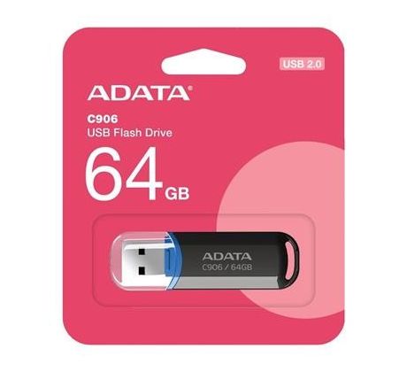 USB kľúč ADATA Classic Series C906 64GB USB 2.0 snap-on cap design, čierny (AC906-64G-RBK)