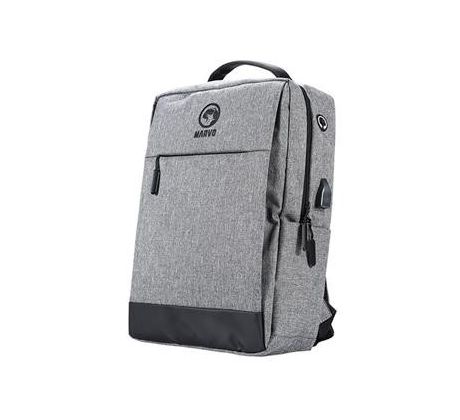 Batoh na notebook Marvo 15.6", BA-03, šedý z nylónu, USB port pre nabíjanie (BA-03 GY)