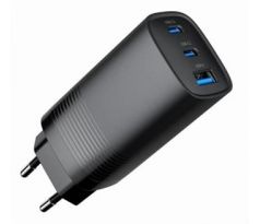 3-port 67 W GaN USB PowerDelivery fast charger, black (TA-UC-PDQC65-01-BK)